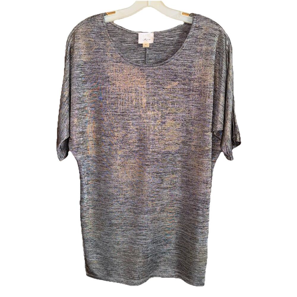 24. Misia Silver & Gold Metallic Blouse Size Medium